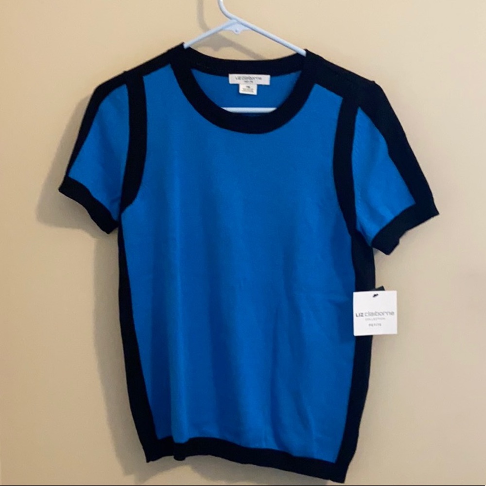 Liz Claiborne black and blue mini light sweater